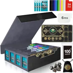 MTG Trading Card Storage Box with Playmat Fits 4000+ Cards, 4-Row Commander Deck - Image 1
