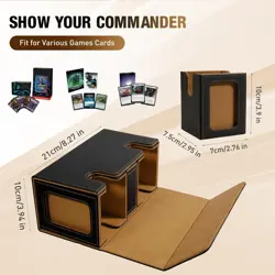 MTG Deck Box, Commander Deck Case Fits 200+ Double-Sleeved Cards, Magnetic Leath - Image 2