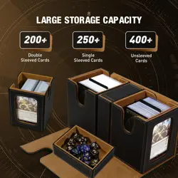 MTG Deck Box, Commander Deck Case Fits 200+ Double-Sleeved Cards, Magnetic Leath - Image 3