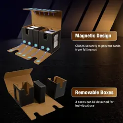 MTG Deck Box, Commander Deck Case Fits 200+ Double-Sleeved Cards, Magnetic Leath - Image 5