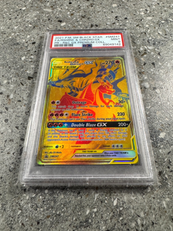 Pokemon TCG Reshiram & Charizard GX SM247 Black Star Promo Gold Holo PSA 9 MINT - Image 1