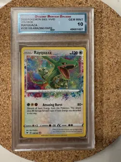 RAYQUAZA DSG 10 2020 POKEMON SWORD & SHIELD VIVID VOLTAGE #138/185 GEM - Image 1