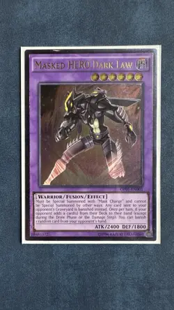 YUGIOH Masked HERO Dark Law OP01-EN003 ULTIMATE Rare - Image 1