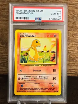 Pokemon Card Charmander - PSA 10 Gem Mint Unlimited Base Set Vintage - Image 1