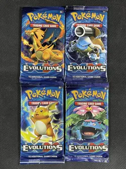 Pokemon Cards x4 Evolutions Booster Packs Sealed Artset XY Ultra Rare 2016 - Image 1