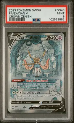 PSA 9 MINT Zacian V GG48/GG70 Crown Zenith: Galarian Gallery Holo Pokemon 2023 - Image 1