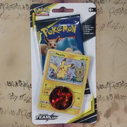 Pokemon TCG Team Up Single Checklane Blister Booster Pack with Pikachu SM162 - Image 1