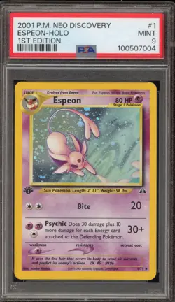 Pokemon Espeon Neo Discovery 1st Edition Holo Rare #1 PSA 9 Mint - Image 1