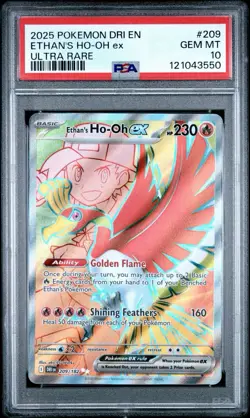 2025 POKEMON DRI EN-DESTINED RIVALS ULTRA RARE #209 ETHAN'S HO-OH EX PSA 10 - Image 1