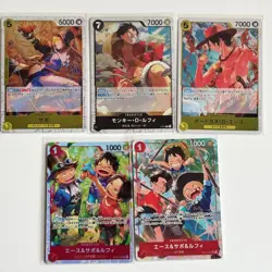 One Piece Card Game Luffy Ace Sabo Brothers Set Lot of 5 Promo & OP13 NM Japan - Image 2