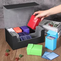 7 Pcs Deck Card Boxes, 1 Leather Deck Storage Case with 6 Plastic Trading Card S - Image 3