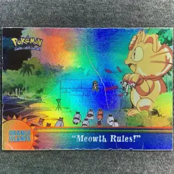 OR13 Meowth Rules! Rainbow Foil Topps TV Animation Series 3 Pokemon Card 2000 - Image 1