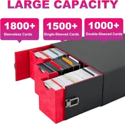 Trading Cards Storage Box, Portable Handle 1800+ MTG Deck Box with Lock Buckle, - Image 5
