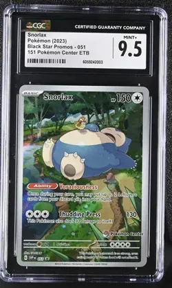 Pokemon Scarlet Violet 151 TCG Snorlax SVP 051 Pokemon Center Promo CGC 9.5 Mint - Image 1