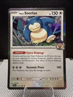 Pokemon TCG Hop's Snorlax 117/159 Rare HOLO JTG EN JOURNEY TOGETHER 2025 MINT - Image 1