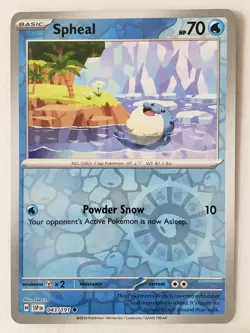 REVERSE HOLO Spheal 043/191 NM / M Surging Sparks Pokemon Card - Teeziro Art - Image 1