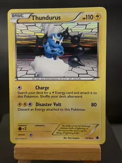 Pokemon Card Thundurus 35/98 Emerging Powers Rare Holo Light Play - Image 1