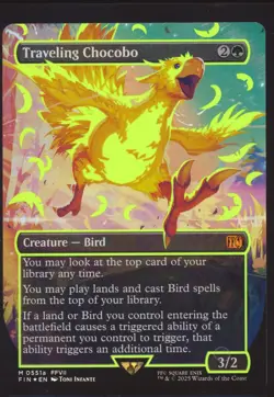 Traveling Chocobo - Foil - Borderless - Neon Ink yellow MTG Final Fantasy NM/M - Image 1