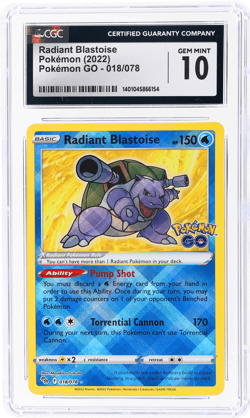 2022 Pokemon Go Radiant Blastoise Holo #18 CGC 10 - Image 1