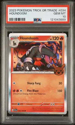 PSA 10 🎃 2023 Pokemon Trick or Trade Houndoom #034 USA SHIPPING 🐺 - Image 1