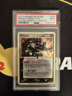 Pokemon TCG Greninja Gold Star SWSH144 Celebrations ETB Black Star Promo - PSA 9 - Image 1