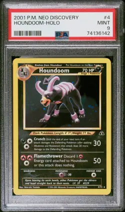 Houndoom 4/75 Holo Rare Neo Discovery Unlimited Pokemon TCG WOTC - PSA 9 - Image 1