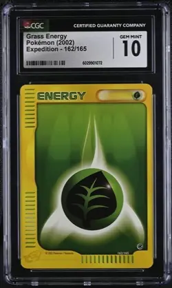 CGC 10 GEM MINT Grass Energy 162/165 Expedition Base Set Pokemon Card - Image 1