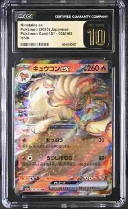 CGC 10 Pristine Ninetales ex 038/165 Sv2a: Pokemon Card 151 Holo Japanese - Image 1