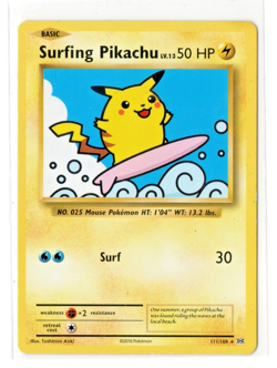 Pokemon TCG Surfing Pikachu #111/108 Evolutions XY Secret Rare Game Freak Played - Image 1