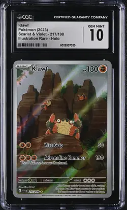 2023 Pokemon Scarlet & Violet Klawf #217 Holo CGC PSA 10 POP 13! - Image 1