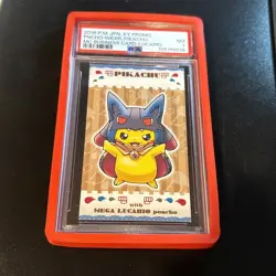 Pokemon Japanese Mega Lucario Poncho Pikachu PSA 7 NEAR MINT Business Card - Image 1