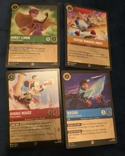 Disney Lorcana Azurite Sea Promo Card Set X 4 Cards Foil Minnie Wasabi Honey - Image 1