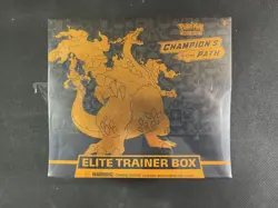 Pokemon Card Champions Path ETB Box Factory Sealed Swsh Tear In Plastic - Image 1