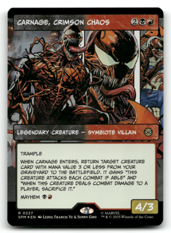 ✨ CARNAGE, CRIMSON CHAOS 227 NM FOIL BORDERLESS RARE SPIDERMAN MTG ENGLISH - Image 1
