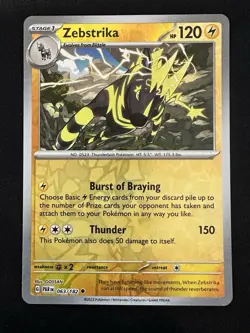 POKEMON TCG ZEBSTRIKA 063/182 PARADOX RIFT RARE REVERSE HOLO ENGLISH - Image 3