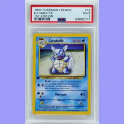 Pokemon 1st Edition Base Set French Wartortle (Carabaffe) 42/102 PSA 9 MINT - Image 1