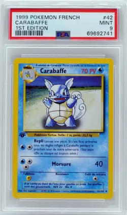 Pokemon 1st Edition Base Set French Wartortle (Carabaffe) 42/102 PSA 9 MINT - Image 3