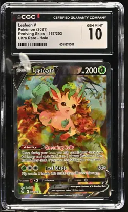 LEAFEON V Evolving Skies Holo Alt Art #167 CGC 10 Gem Mint Pokemon - Image 1