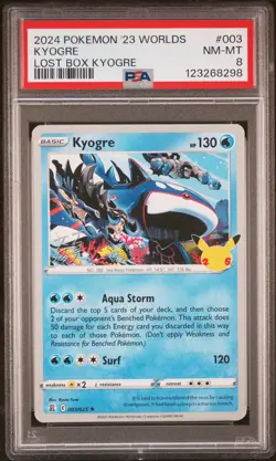 2024 POKEMON 2023 WORLD CHAMP DECK: LOST BOX KYOGRE #003 KYOGRE PSA 8 - Image 1