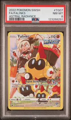 2022 POKEMON SWORD & SHIELD ASTRAL RADIANCE #TG07 FULL ART/FALINKS PSA 8 - Image 1