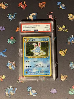 Pokemon Cards Azumarill #184 Holo Rare Neo Genesis JAPANESE - PSA 8 NM-MT - Image 1