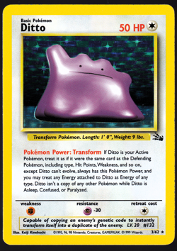 Ditto 3/62 Fossil Holo 1999 Pokemon TCG Card LP - Image 1