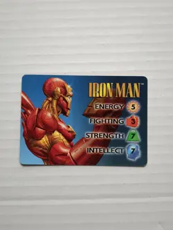 OverPower Marvel IQ Fleer 1996 Iron Man Hero Character Card Very Rare NM - Image 1