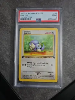 2000 Pokemon Team Rocket 1st Edition Dratini PSA 9 Mint 53/82 - Image 1
