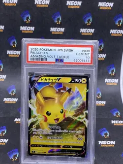 Japanese Pokemon Pikachu V Amazing Volt Tackle 030 Full Art PSA 10 Gem Mint - Image 1