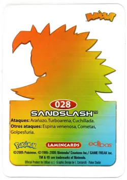SANDSLASH #028 LAMINCARD COLECCION POKEMON LAMINCARDS 2005 EDIBAS (USADA) - Image 2