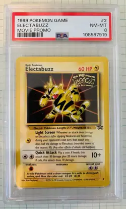 1999 POKEMON GAME MOVIE PROMO #2 ELECTABUZZ PSA 8 - Image 1