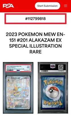 Pokemon TCG Scarlet and Violet Alakazam EX Full Art SIR 201/165 PSA 9 - Image 3