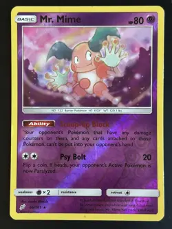 Pokemon Card Mr Mime Team Up Reverse Holo Rare 66/181 LP - Image 1