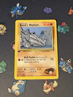 Pokemon Cards Brock’s Rhyhorn 70/132 Gym Heroes FIRST EDITION WOTC - (LP) - Image 1